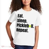 Eat Sleep Pickleball Repeat Funny Pickleball Quote Pickleball Text Kids T-Shirt thumb 2