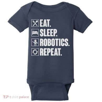 Eat Sleep Robotics Repeat Vintage Engineer Gift Baby Bodysuit