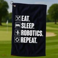Eat Sleep Robotics Repeat Vintage Engineer Gift Golf Towel thumb 1