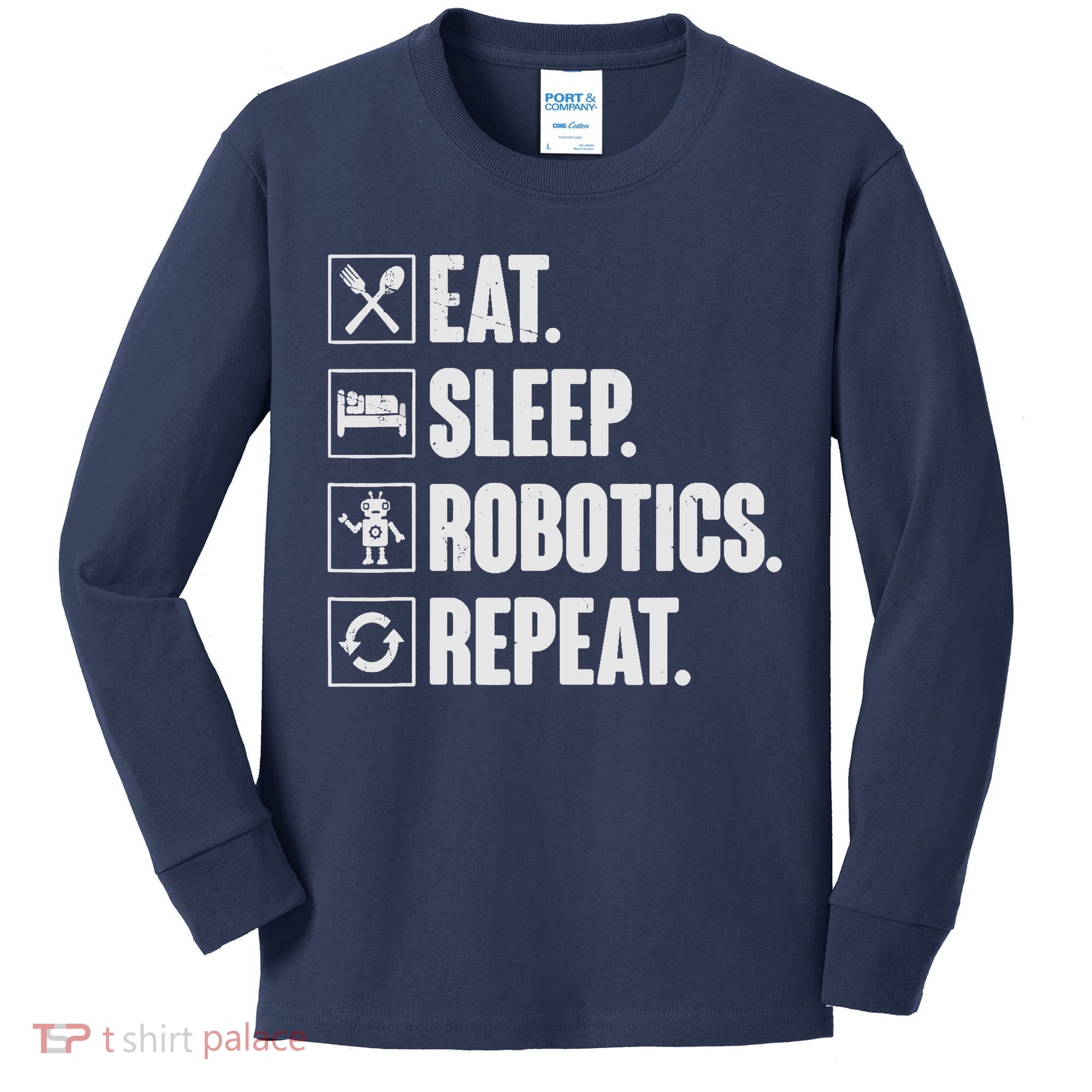 Eat Sleep Robotics Repeat Vintage Engineer Gift Kids Long Sleeve Shirt