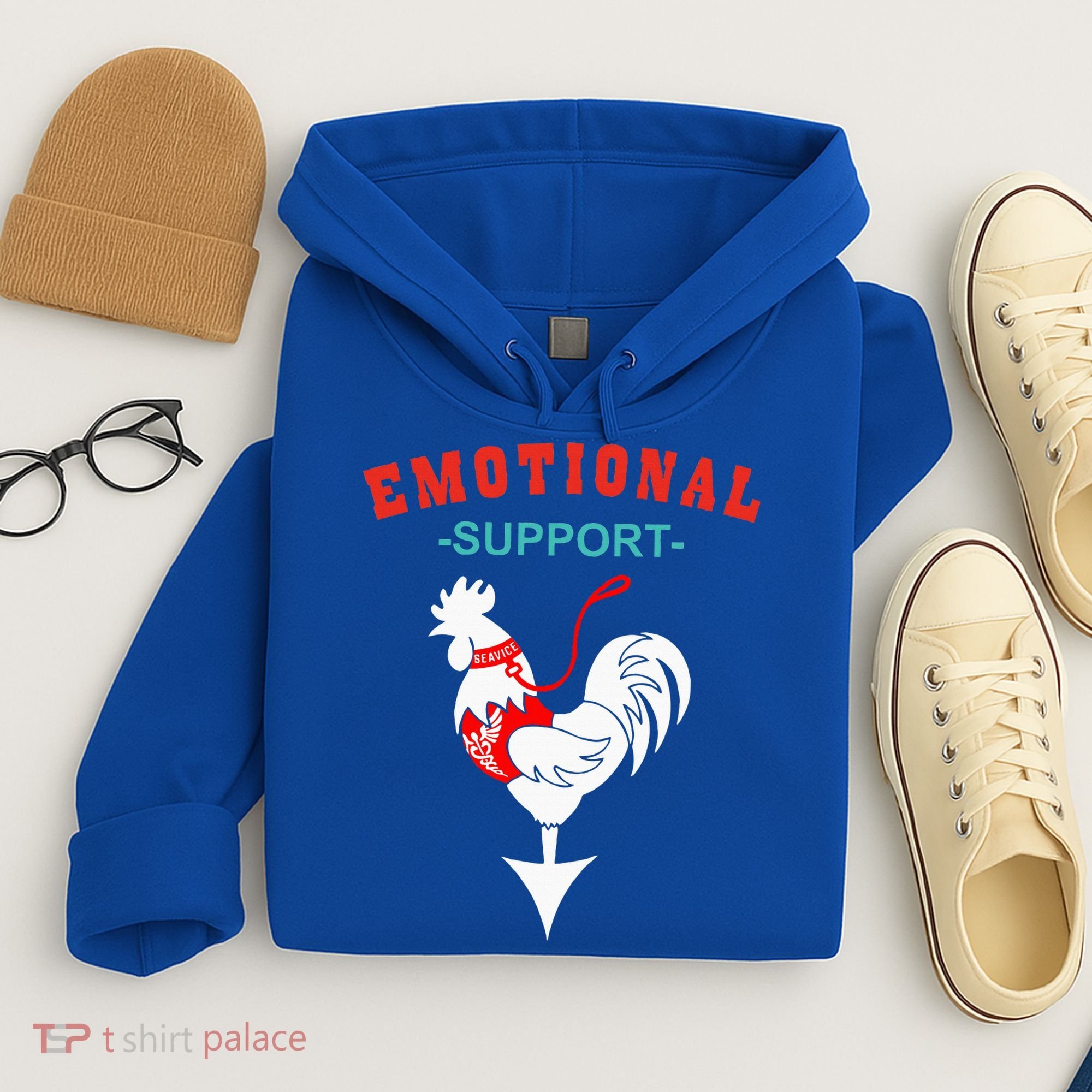 Emotional Support Rooster Funny  Hoodie