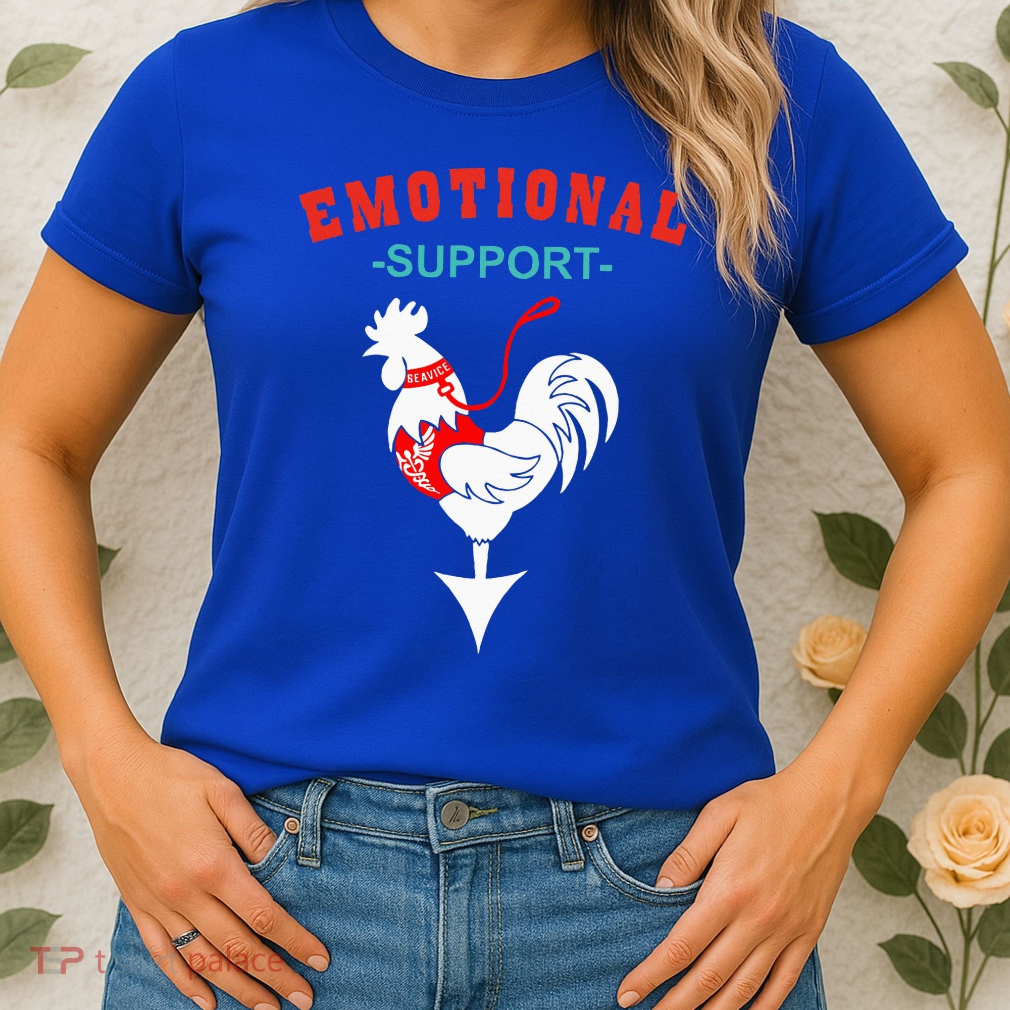 Emotional Support Rooster Funny  Women's T-Shirt