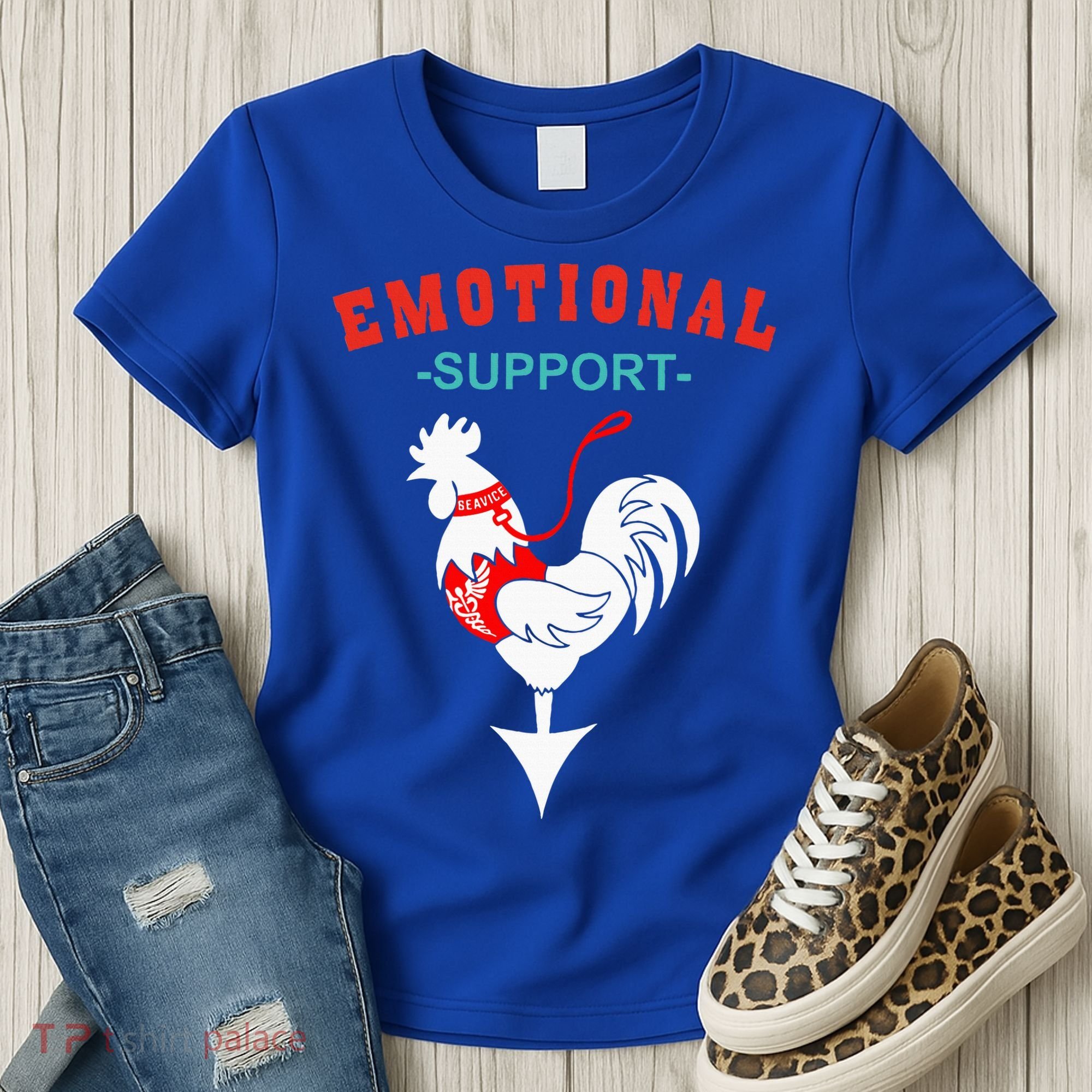 Emotional Support Rooster Funny  Women's T-Shirt