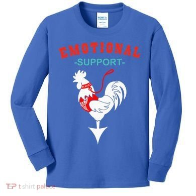 Emotional Support Rooster Funny  Kids Long Sleeve Shirt