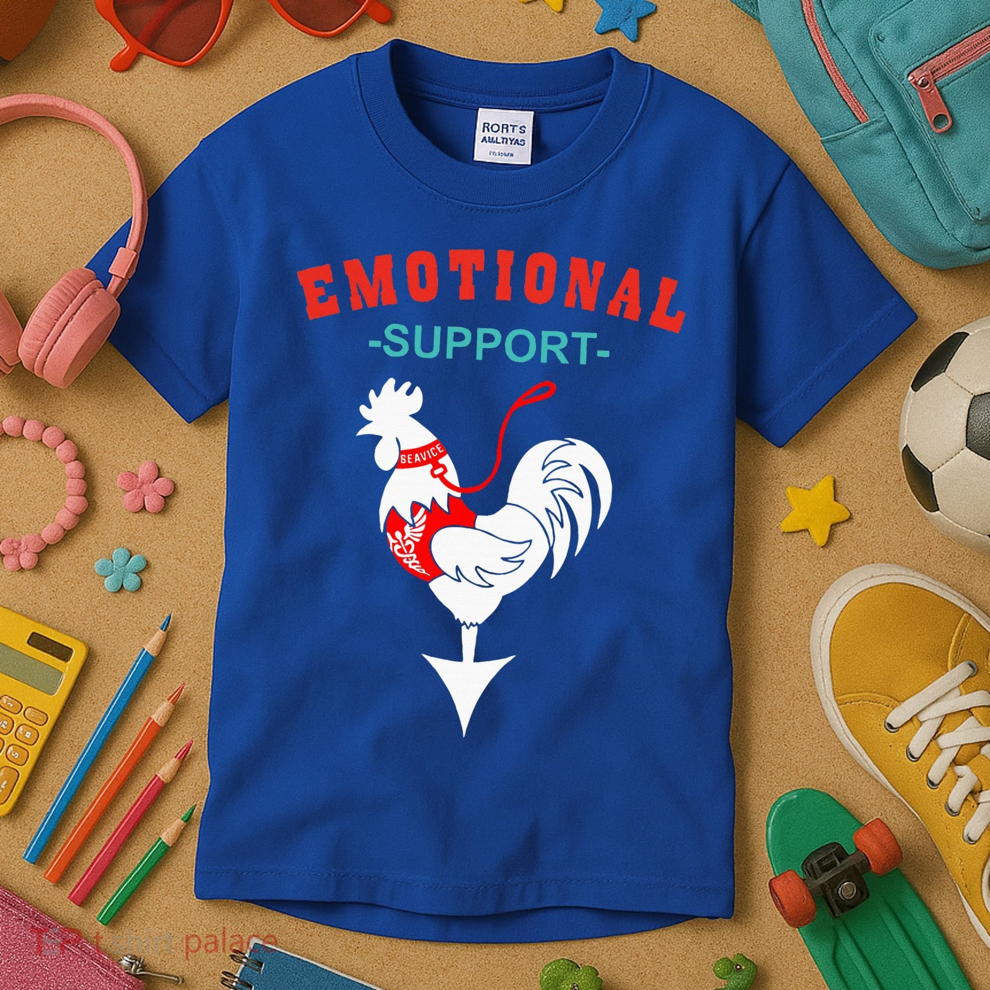 Emotional Support Rooster Funny  Kids T-Shirt
