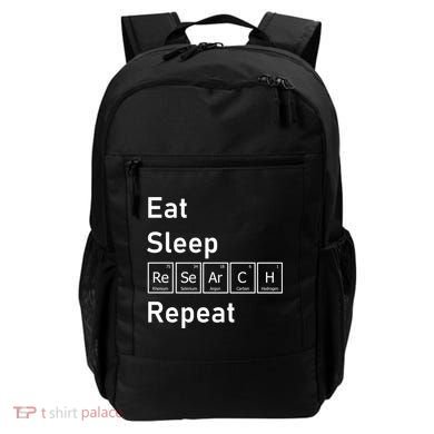 Eat Sleep Research Repeat Funny Science Chemistry Nerd Gift Backpack