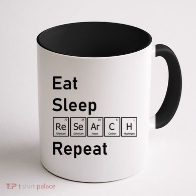 Eat Sleep Research Repeat Funny Science Chemistry Nerd Gift Coffee Mug back
