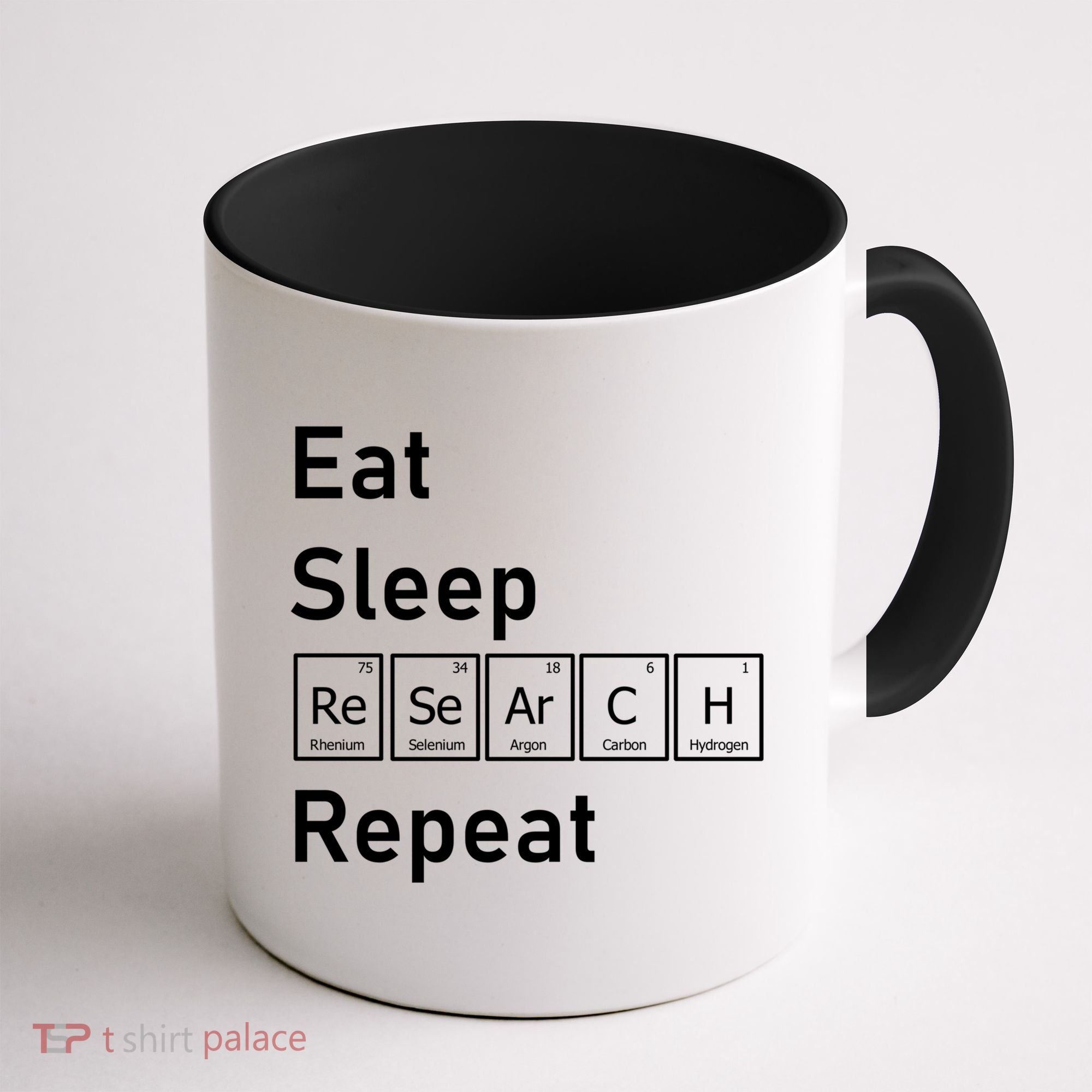 Eat Sleep Research Repeat Funny Science Chemistry Nerd Gift Coffee Mug