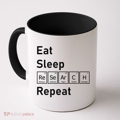 Eat Sleep Research Repeat Funny Science Chemistry Nerd Gift Coffee Mug