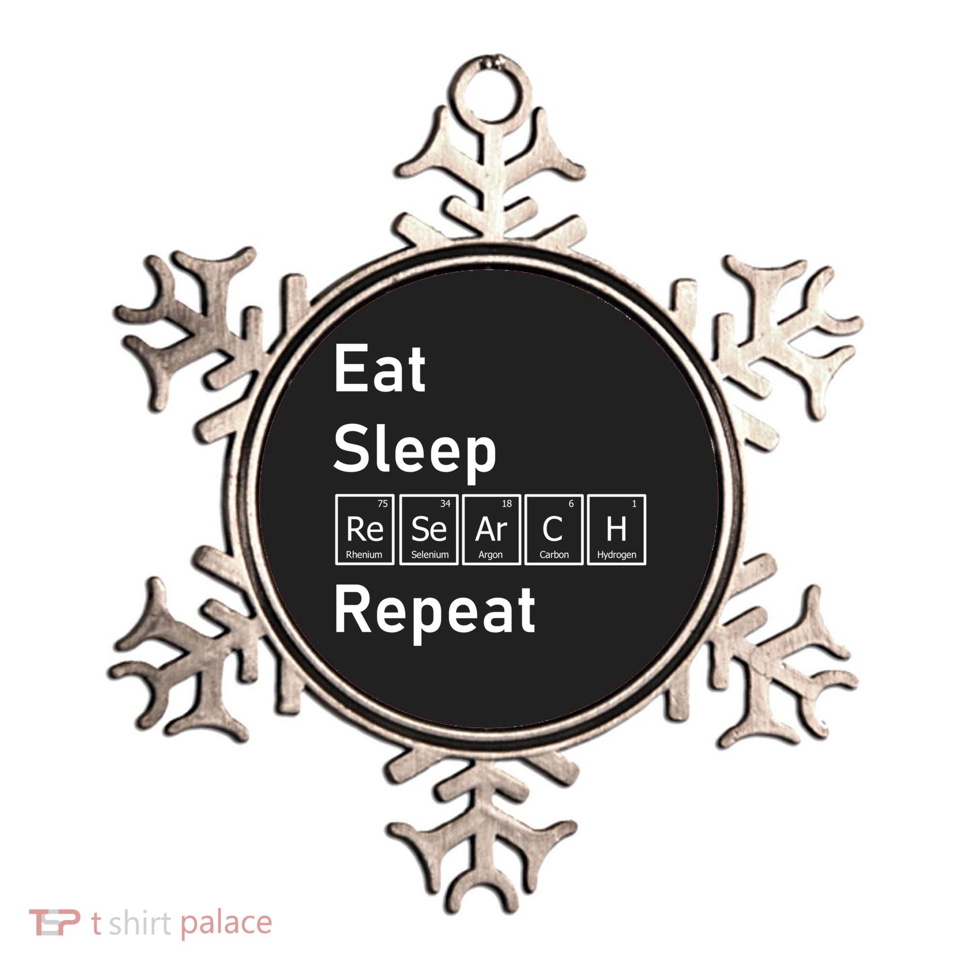 Eat Sleep Research Repeat Funny Science Chemistry Nerd Gift Ornament