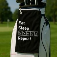 Eat Sleep Research Repeat Funny Science Chemistry Nerd Gift Golf Towel thumb 2