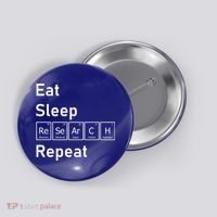 Eat Sleep Research Repeat Funny Science Chemistry Nerd Gift Button thumb 0