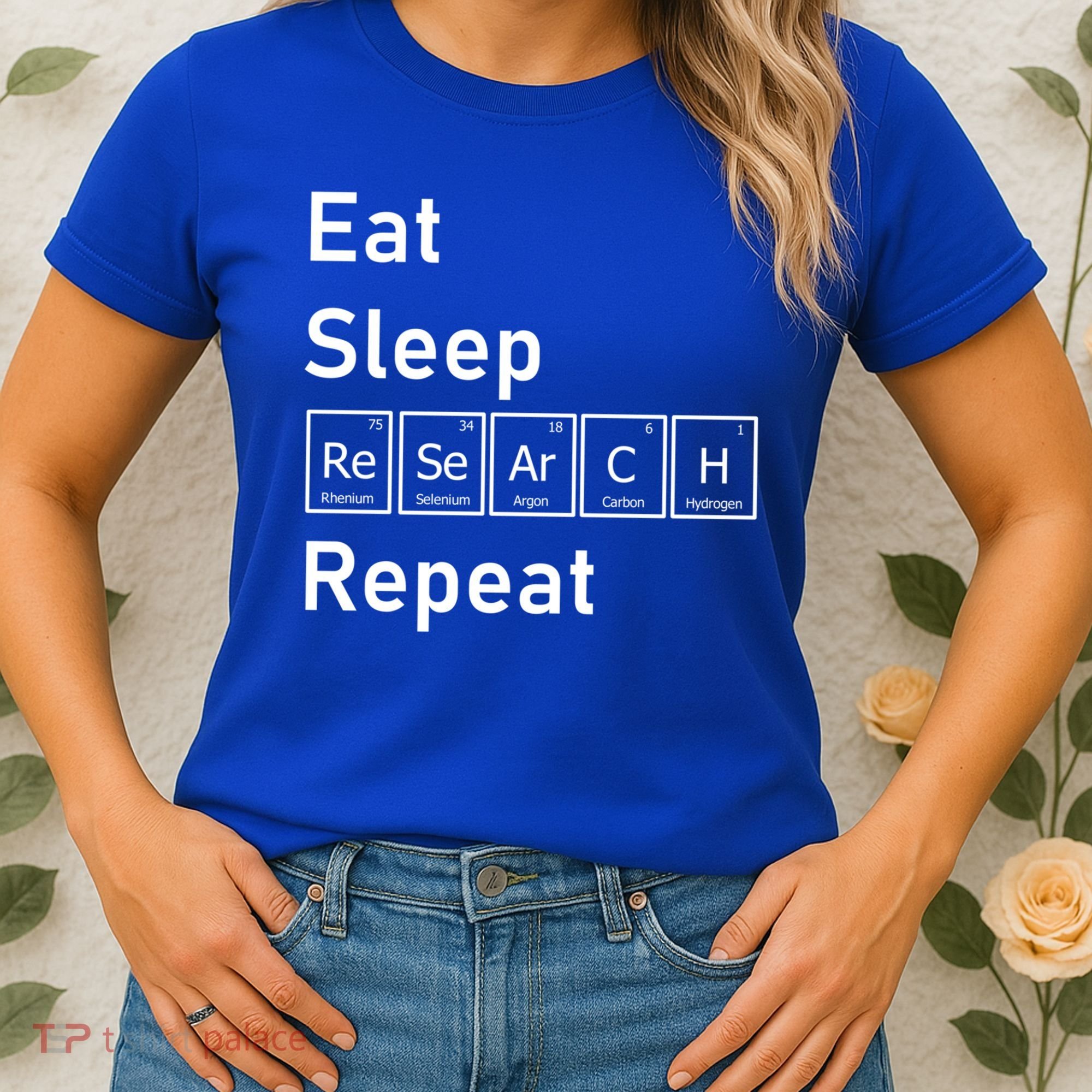 Eat Sleep Research Repeat Funny Science Chemistry Nerd Gift Women's T-Shirt