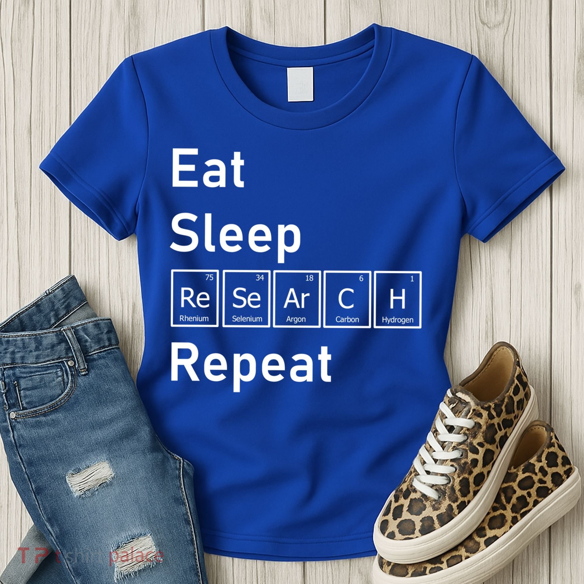 Eat Sleep Research Repeat Funny Science Chemistry Nerd Gift Women's T-Shirt