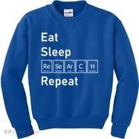 Eat Sleep Research Repeat Funny Science Chemistry Nerd Gift Kids Sweatshirt thumb 0