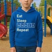 Eat Sleep Research Repeat Funny Science Chemistry Nerd Gift Kids Hoodie thumb 2
