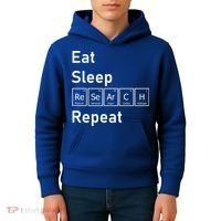 Eat Sleep Research Repeat Funny Science Chemistry Nerd Gift Kids Hoodie thumb 4