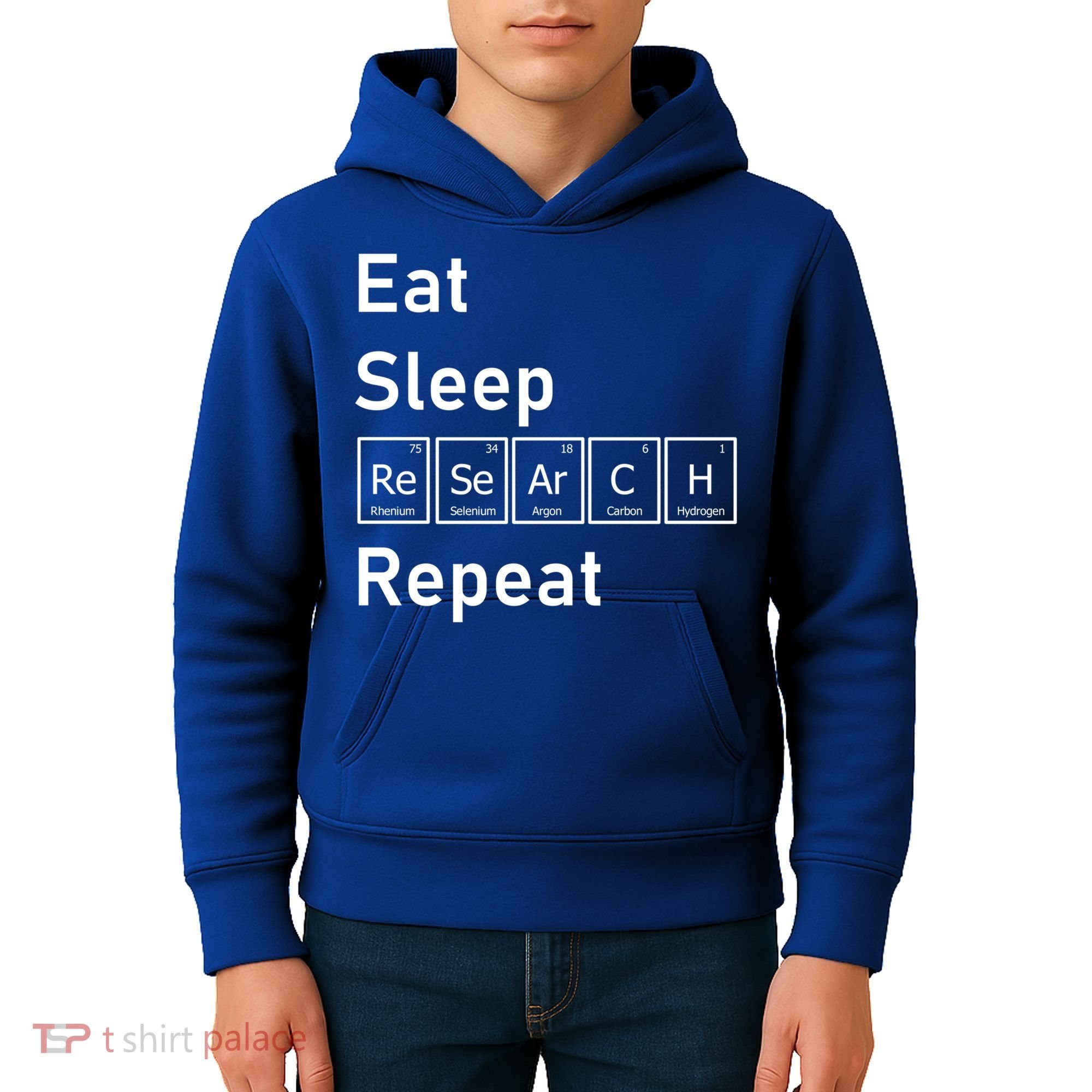 Eat Sleep Research Repeat Funny Science Chemistry Nerd Gift Kids Hoodie