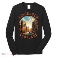 Edinburgh Scotland Retro Distressed Circle Travel Souvenir Long Sleeve Shirt thumb 0
