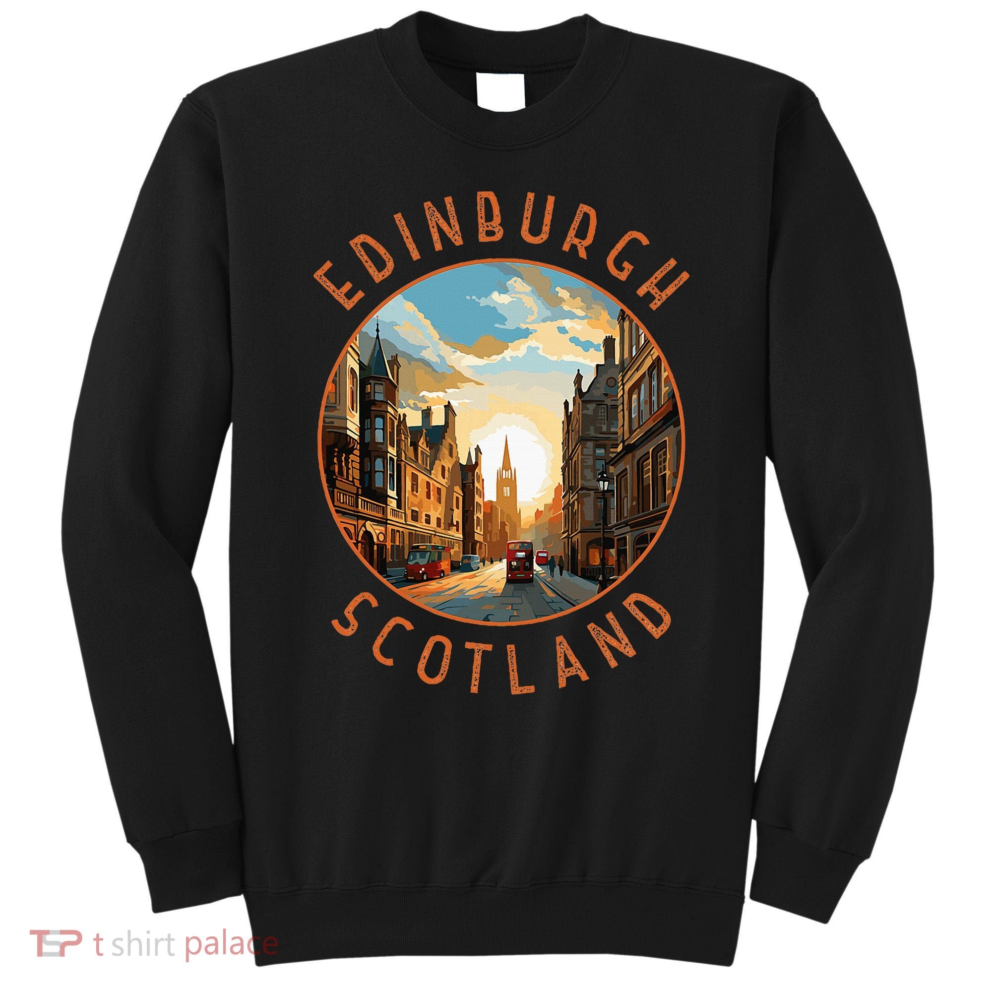 Edinburgh Scotland Retro Distressed Circle Travel Souvenir Sweatshirt