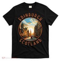 Edinburgh Scotland Retro Distressed Circle Travel Souvenir T-Shirt thumb 0