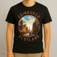 Edinburgh Scotland Retro Distressed Circle Travel Souvenir T-Shirt thumb 3