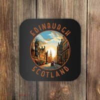 Edinburgh Scotland Retro Distressed Circle Travel Souvenir Coaster thumb 0