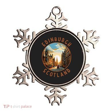 Edinburgh Scotland Retro Distressed Circle Travel Souvenir Ornament