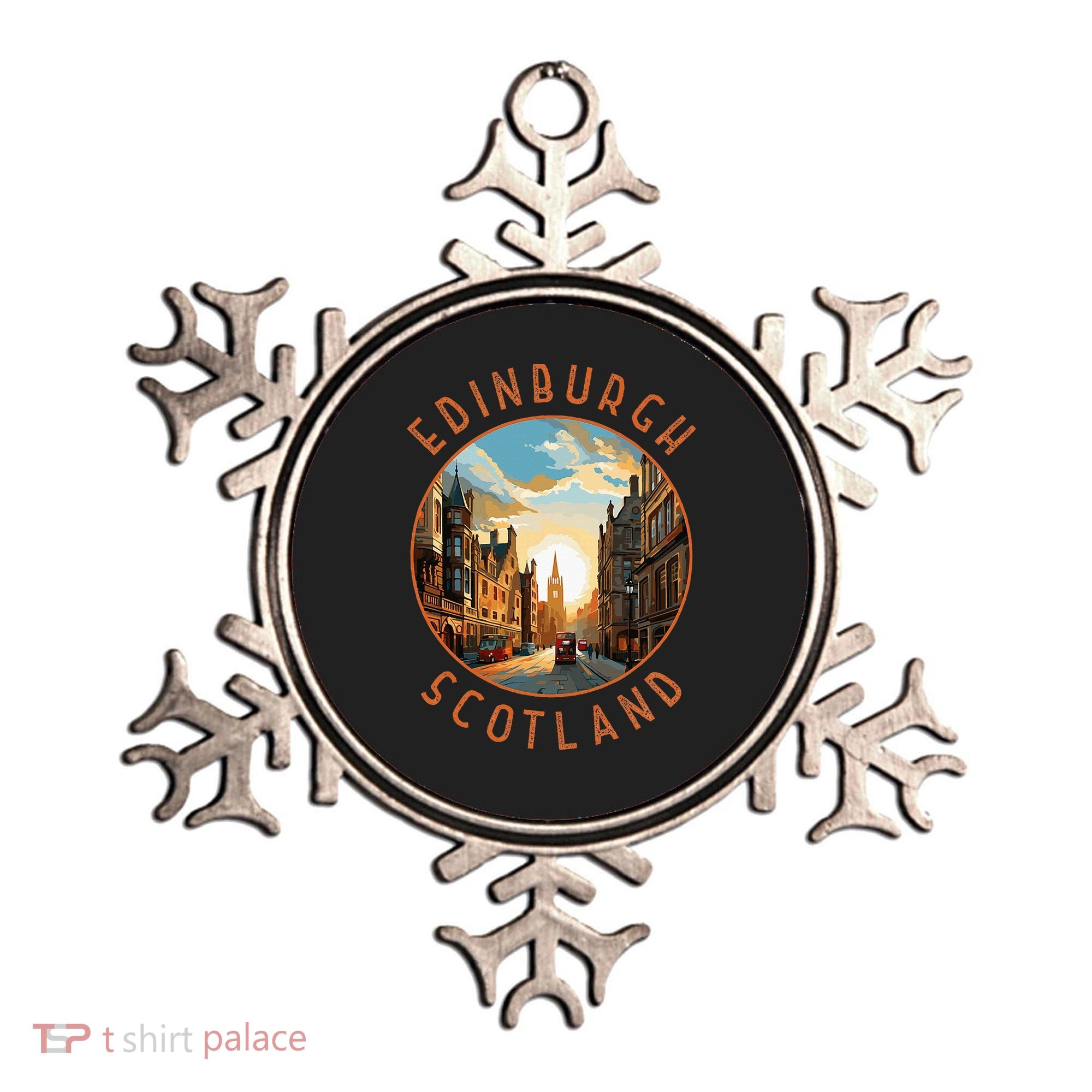 Edinburgh Scotland Retro Distressed Circle Travel Souvenir Ornament