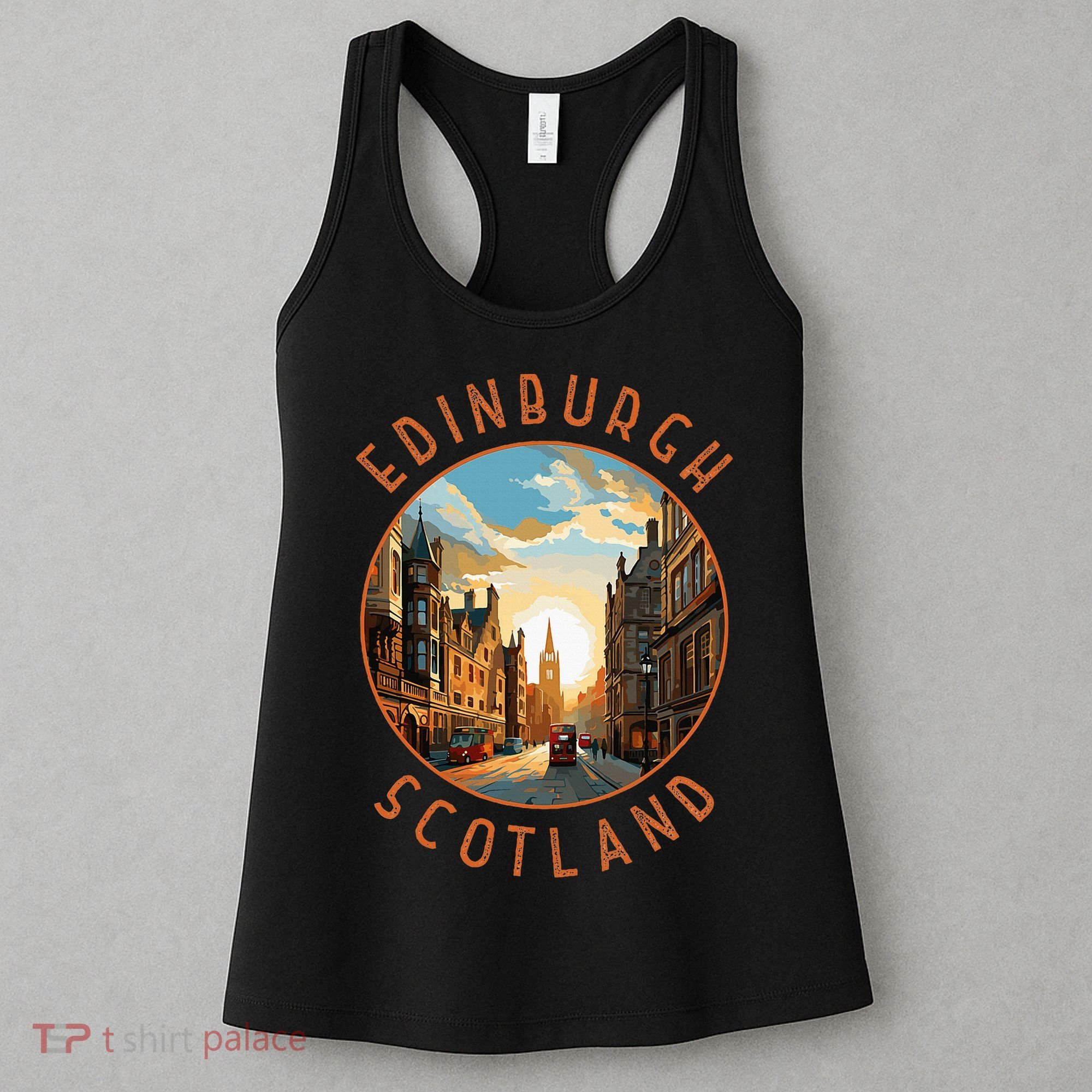 Edinburgh Scotland Retro Distressed Circle Travel Souvenir Women's Tank Top