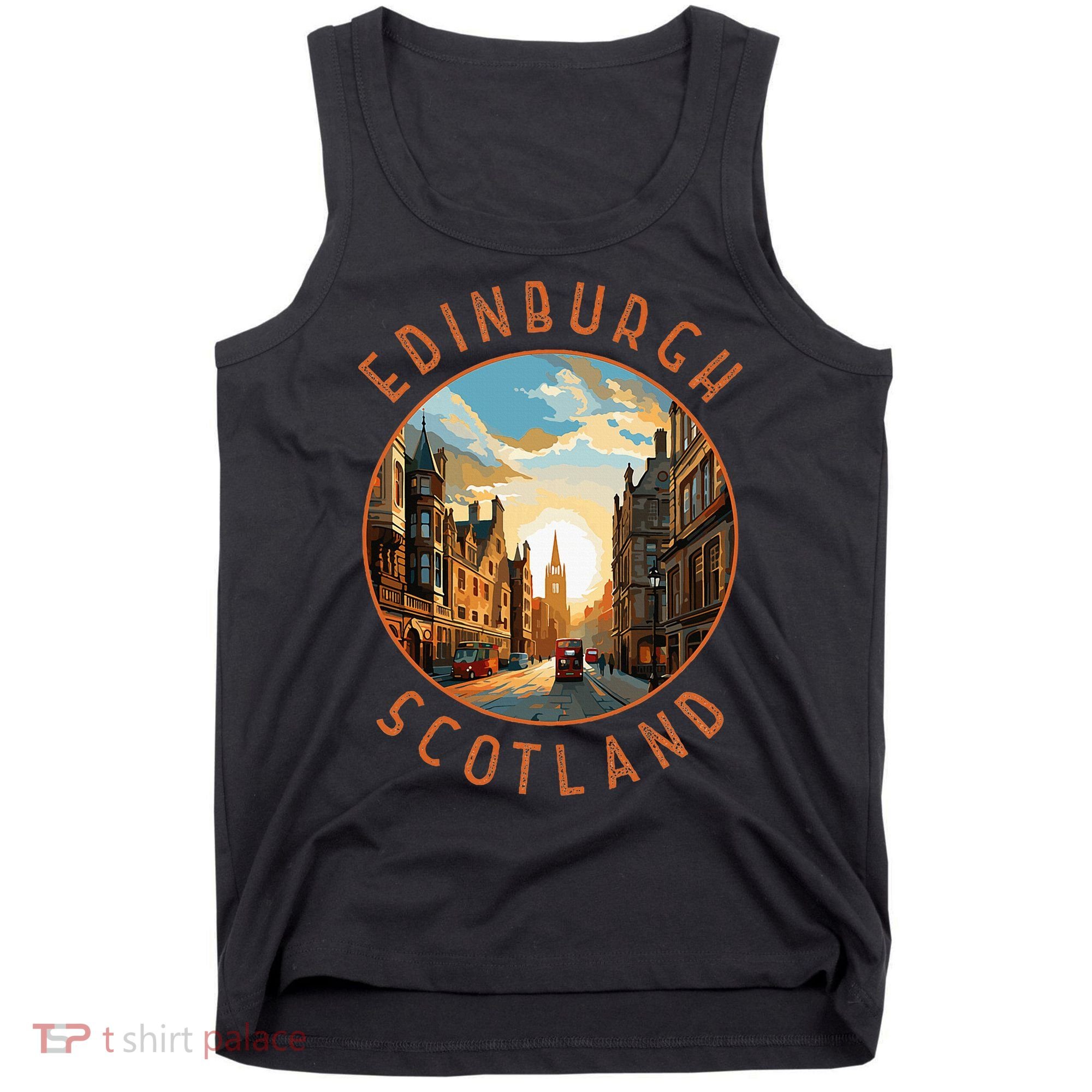 Edinburgh Scotland Retro Distressed Circle Travel Souvenir Tank Top
