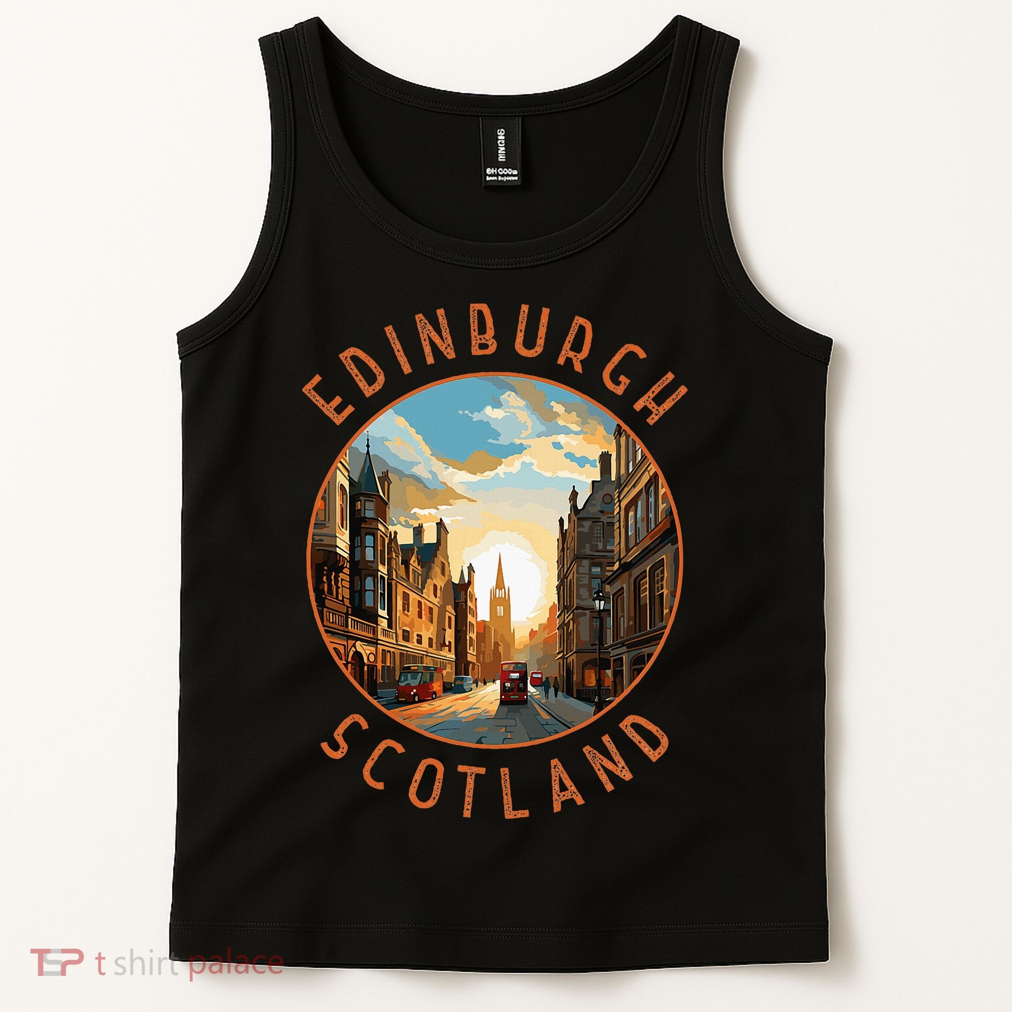 Edinburgh Scotland Retro Distressed Circle Travel Souvenir Tank Top