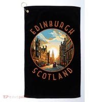 Edinburgh Scotland Retro Distressed Circle Travel Souvenir Golf Towel thumb 0