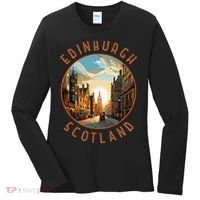 Edinburgh Scotland Retro Distressed Circle Travel Souvenir Women's Long Sleeve Shirt thumb 0