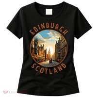 Edinburgh Scotland Retro Distressed Circle Travel Souvenir Women's T-Shirt thumb 0