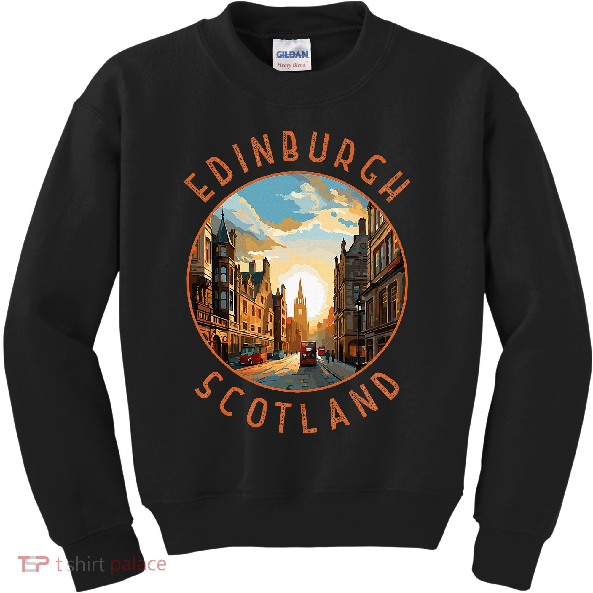 Edinburgh Scotland Retro Distressed Circle Travel Souvenir Kids Sweatshirt