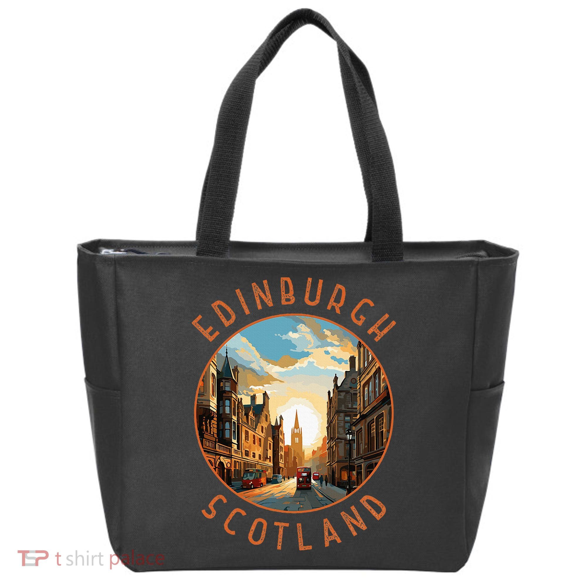 Edinburgh Scotland Retro Distressed Circle Travel Souvenir Tote Bag
