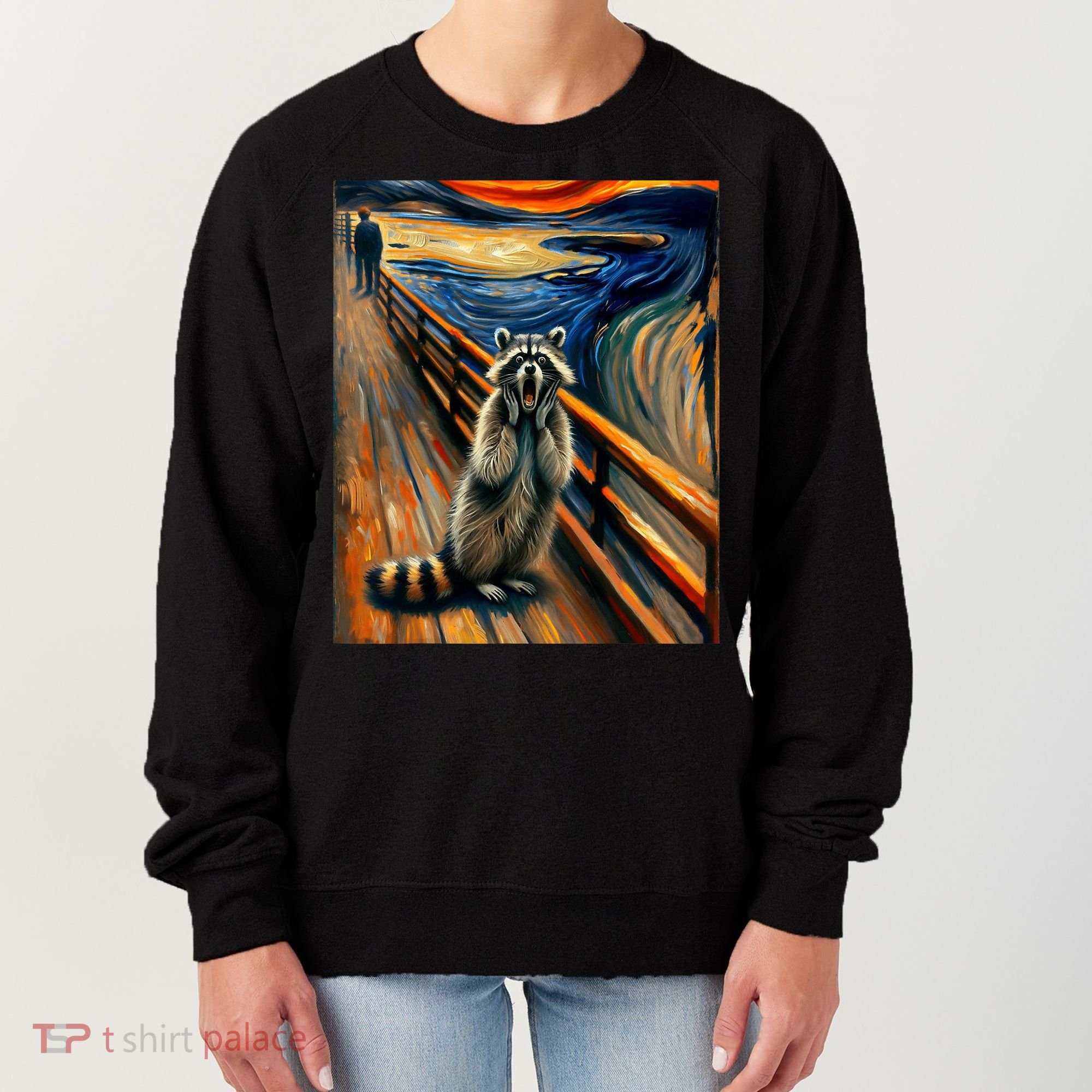 Expressionist Scream Raccoon Lovers | Artistic Raccoon Women's Sweatshirt