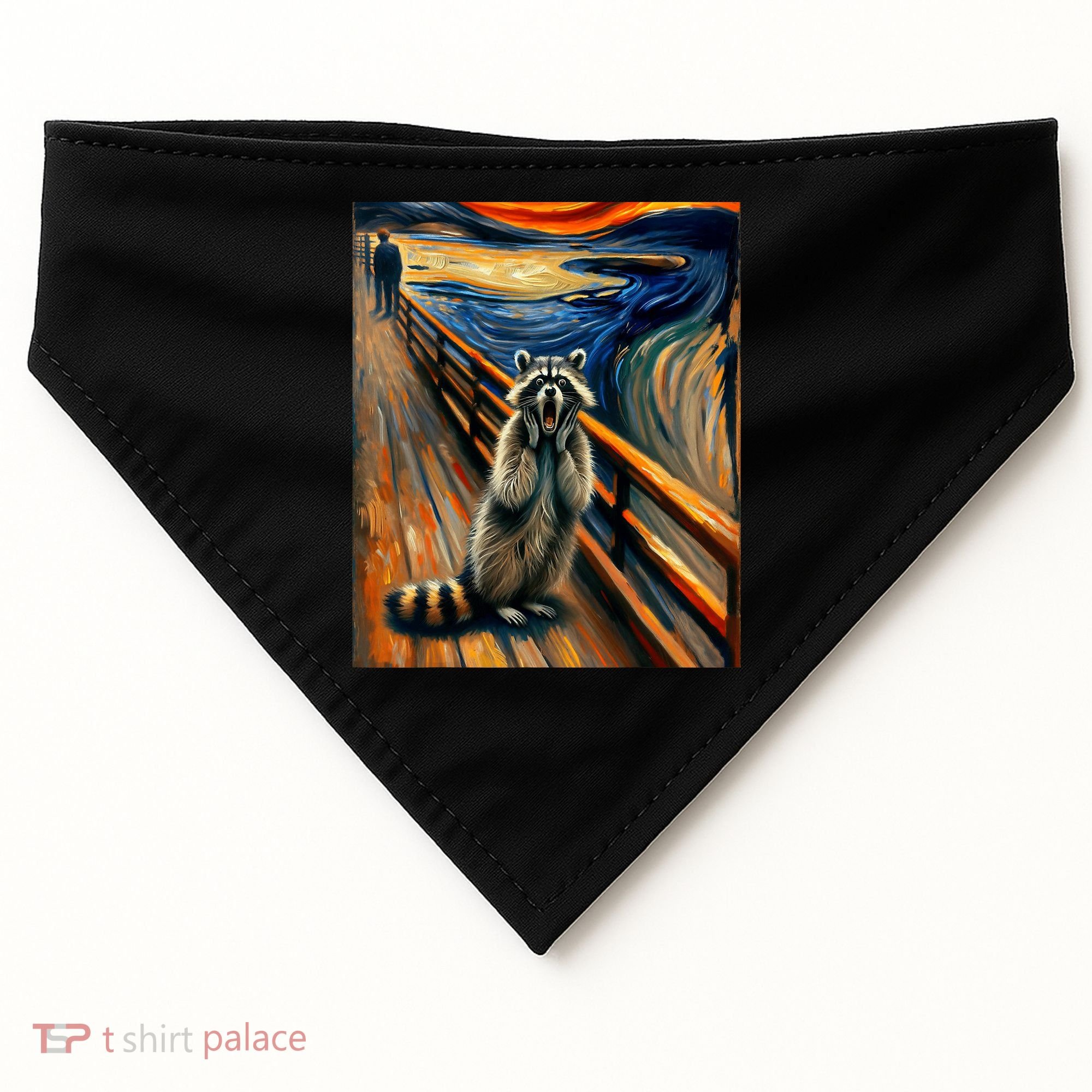 Expressionist Scream Raccoon Lovers | Artistic Raccoon USA-Made Doggie Bandana