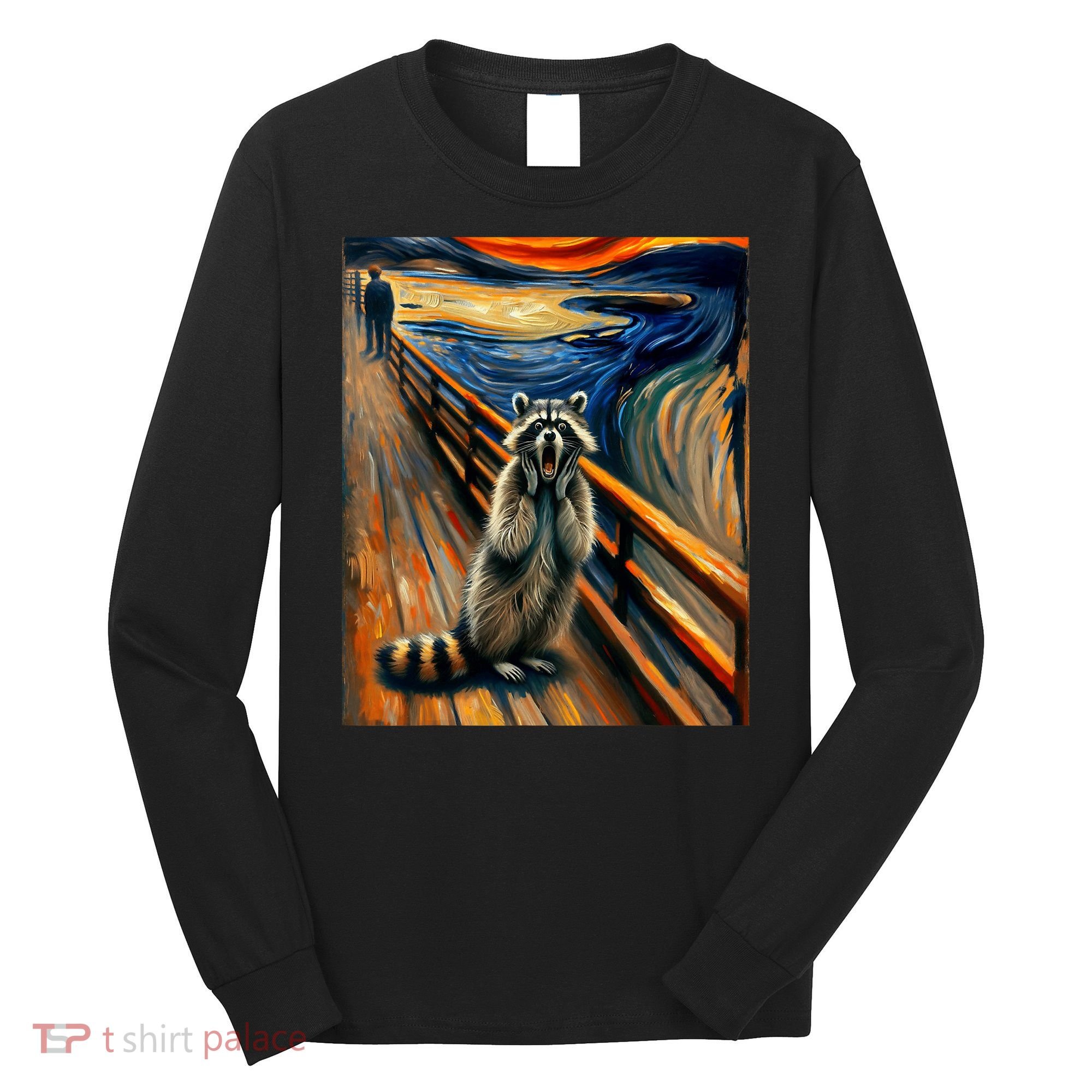 Expressionist Scream Raccoon Lovers | Artistic Raccoon Long Sleeve Shirt