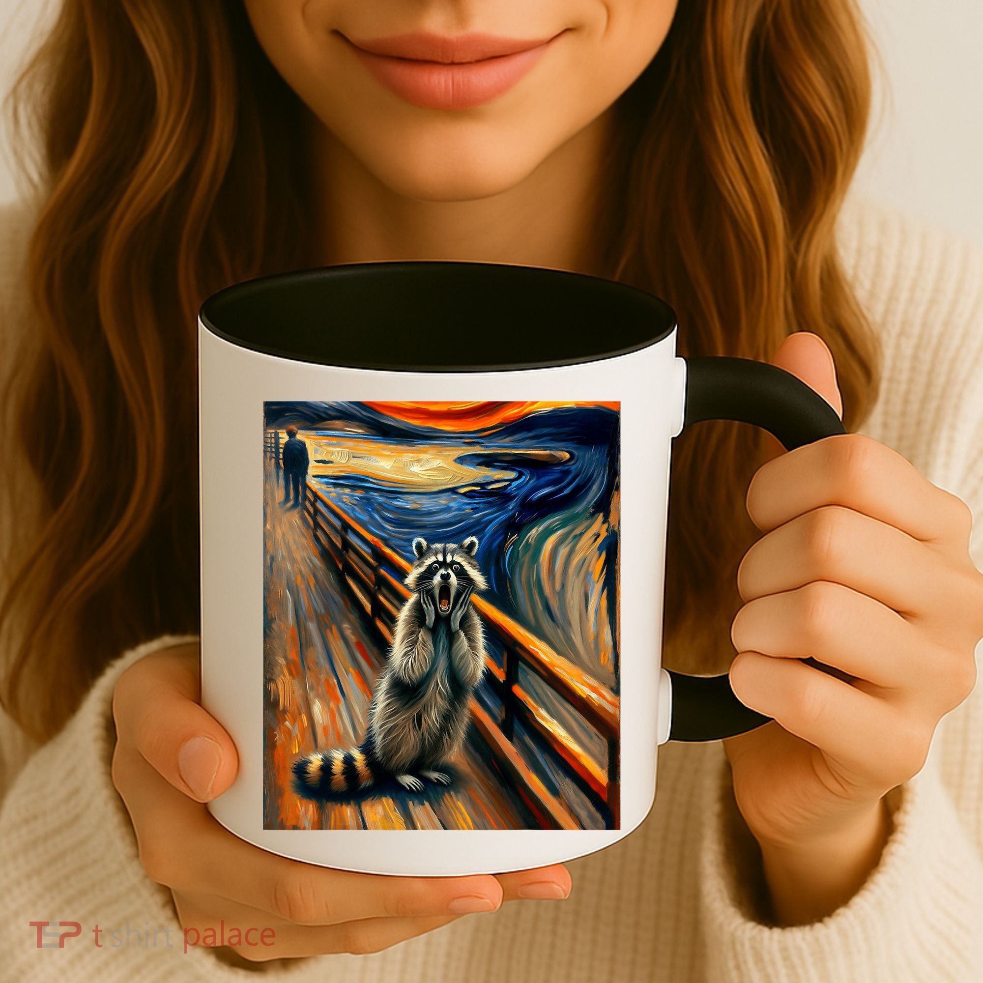 Expressionist Scream Raccoon Lovers | Artistic Raccoon Coffee Mug