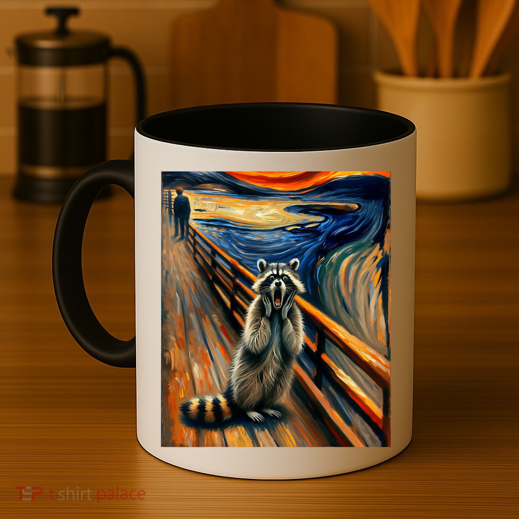 Expressionist Scream Raccoon Lovers | Artistic Raccoon Coffee Mug