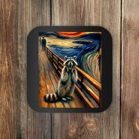 Expressionist Scream Raccoon Lovers | Artistic Raccoon Coaster thumb 0