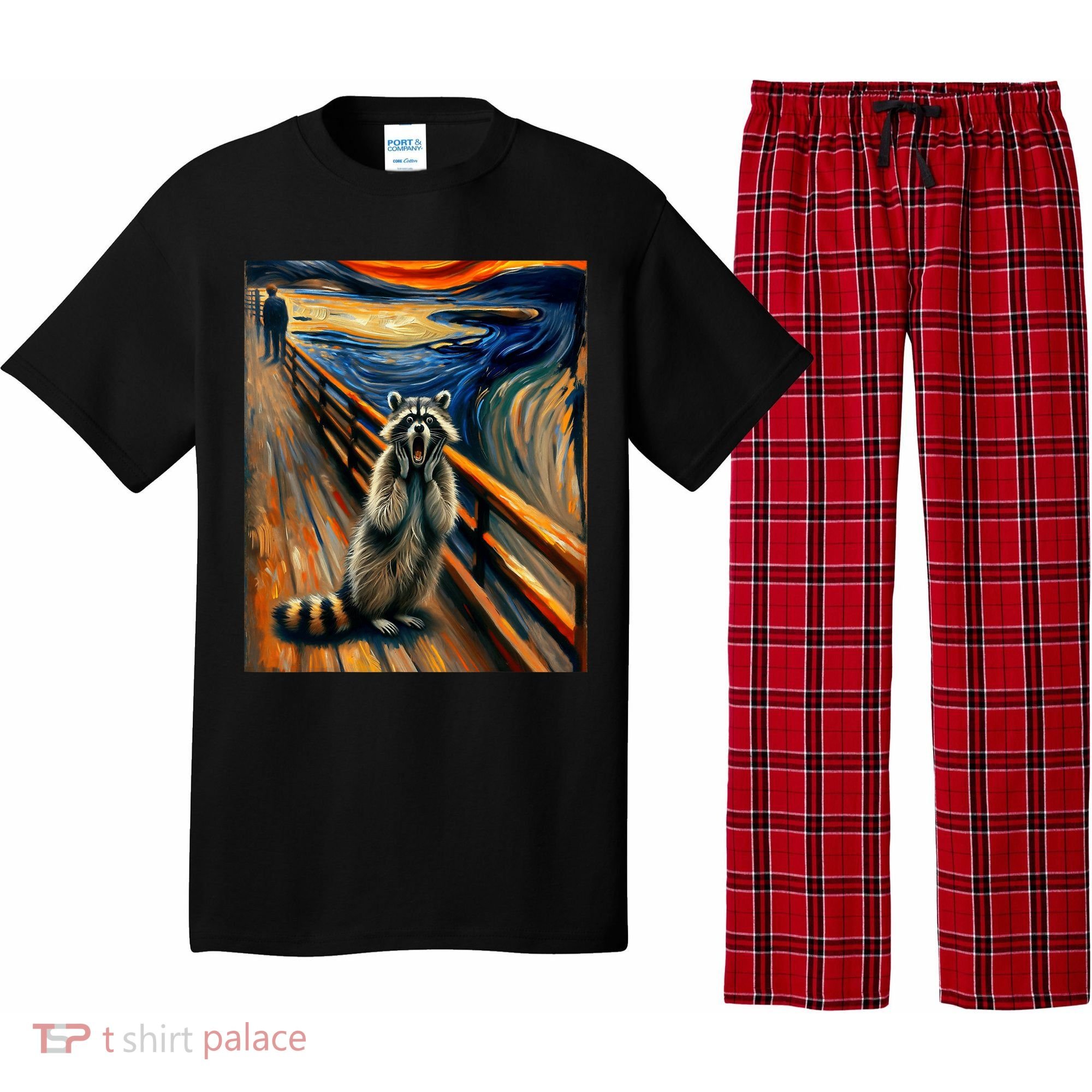 Expressionist Scream Raccoon Lovers | Artistic Raccoon Pajama Set