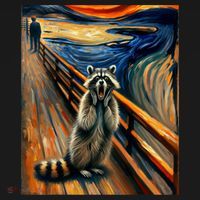 Expressionist Scream Raccoon Lovers | Artistic Raccoon Women's Hoodie thumb 2