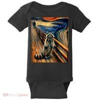 Expressionist Scream Raccoon Lovers | Artistic Raccoon Baby Bodysuit thumb 0