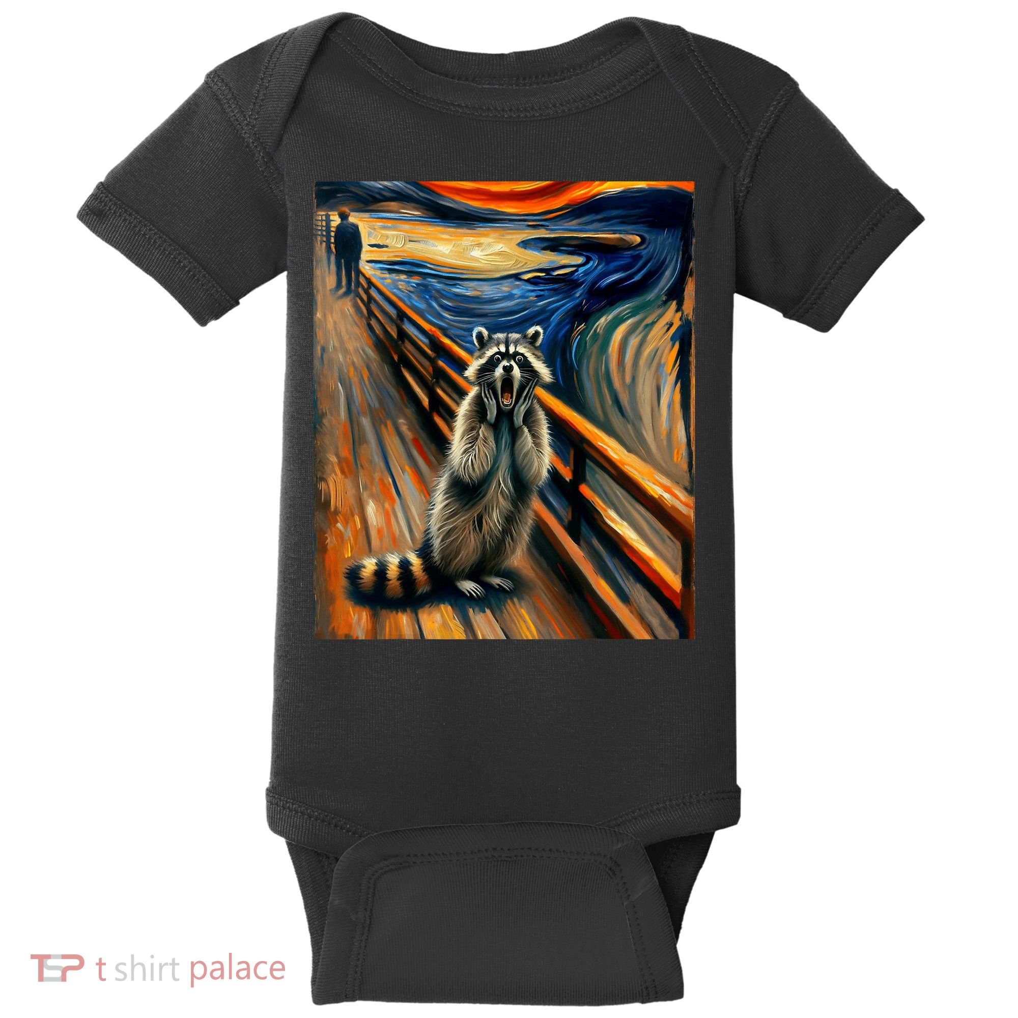 Expressionist Scream Raccoon Lovers | Artistic Raccoon Baby Bodysuit