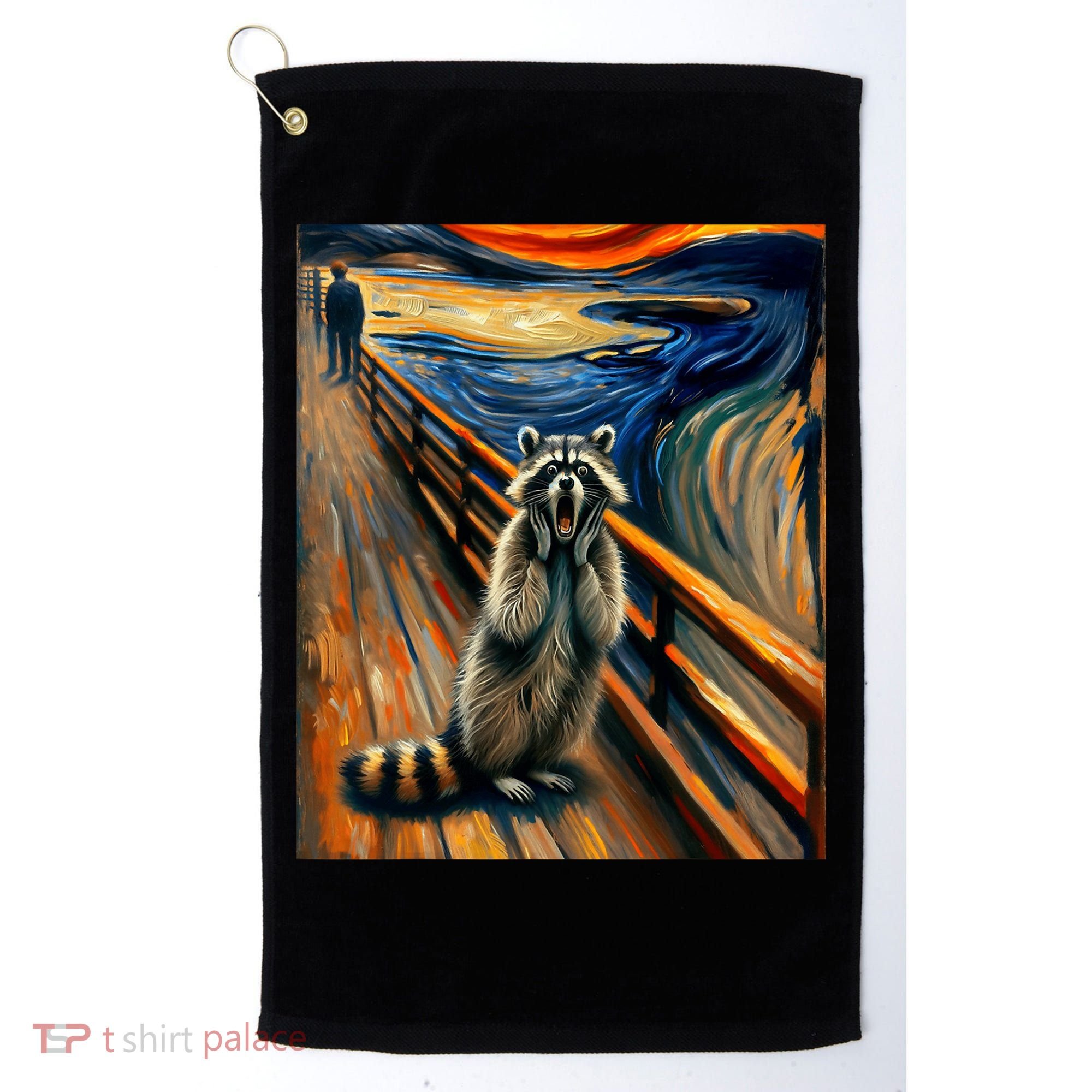 Expressionist Scream Raccoon Lovers | Artistic Raccoon Golf Towel