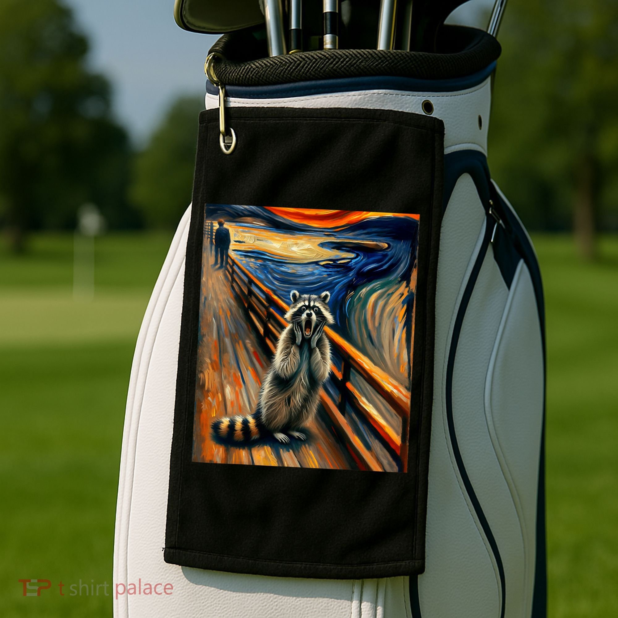 Expressionist Scream Raccoon Lovers | Artistic Raccoon Golf Towel