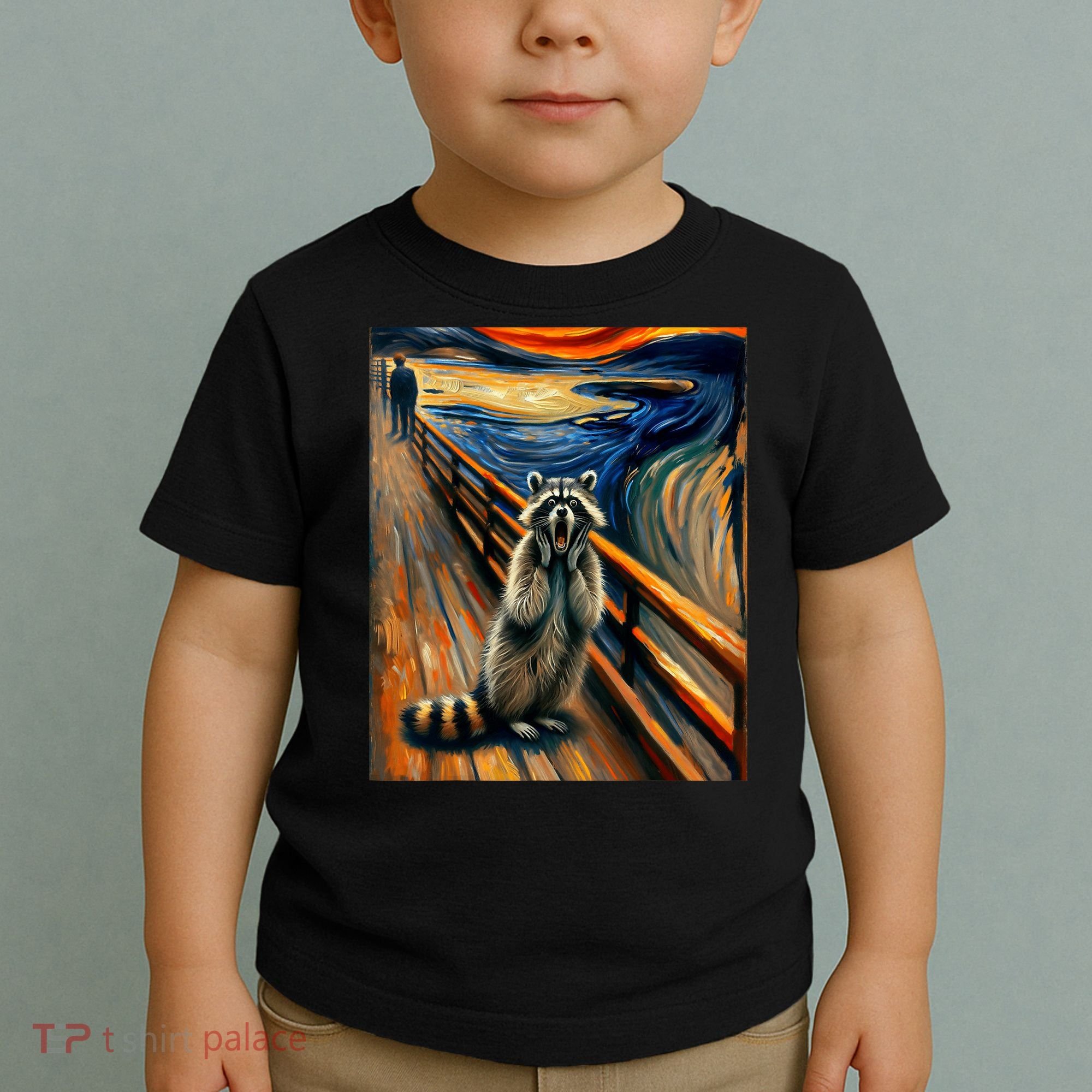Expressionist Scream Raccoon Lovers | Artistic Raccoon Toddler T-Shirt
